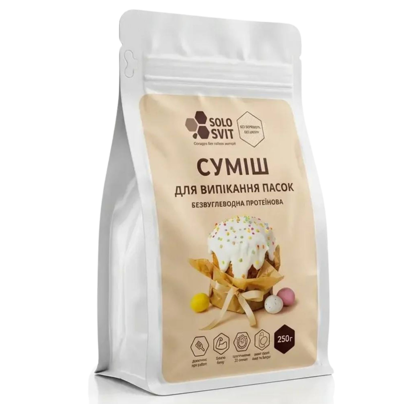 Безвуглеводна протеїнова суміш для пасок без цукру ТМ Солосвіт, 250г