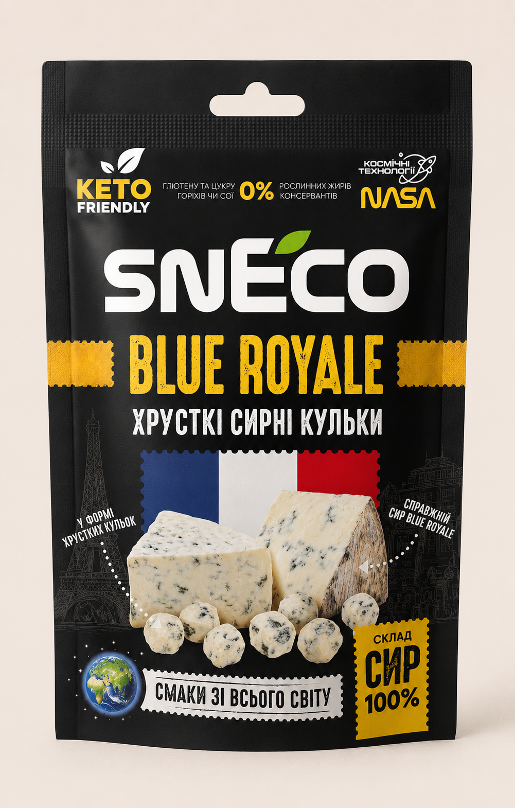 Сир сушений snEco “Blue Royale” - кето перекус без цукру (міні упаковка), 14г